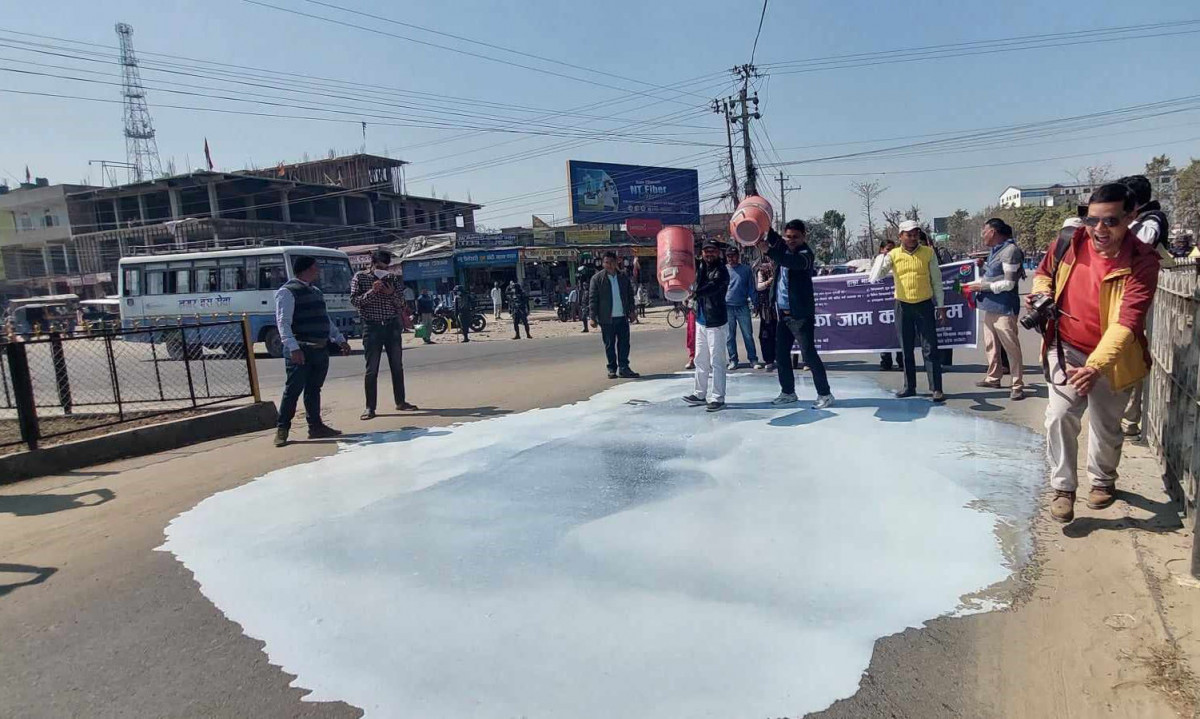 भुक्तानी नपाएपछि सडकमा दूध पोखेर किसान आन्दोलित